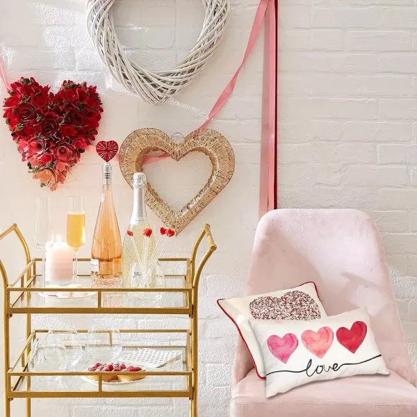 Valentines Day Pillow Covers 12x20 Pink Heart Love Valentines Day Pillows Winter Holiday Lumbar Pillow Covers 12x20 Outdoor Pillowcase for Home DecorWhite3