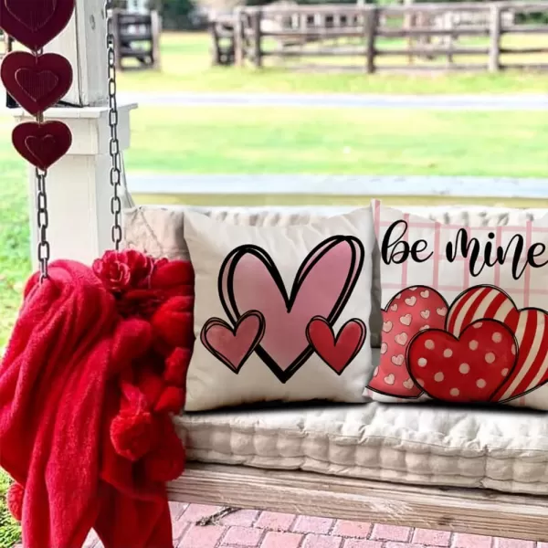 Valentines Day Pillow Covers 12x20 Pink Heart Valentines Day Pillows Winter Holiday Lumbar Pillow Covers 12x20 Outdoor Pillowcase for Home DecorWhite