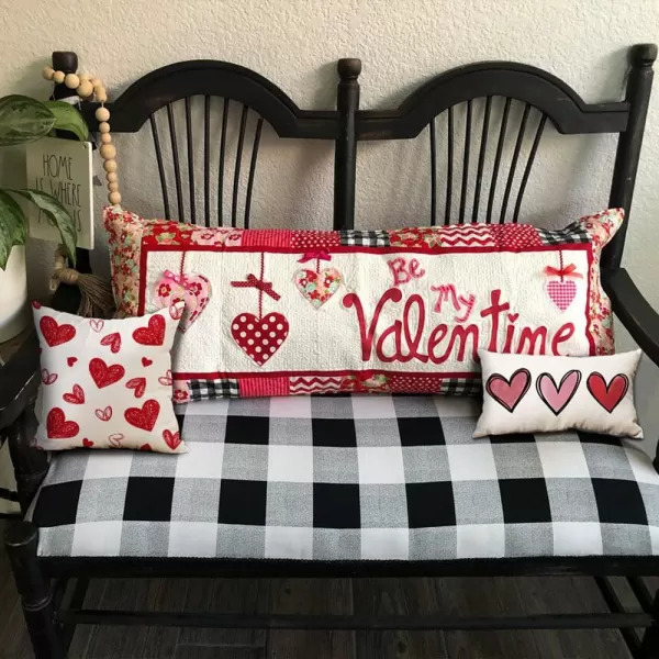 Valentines Day Pillow Covers 12x20 Pink Heart Valentines Day Pillows Winter Holiday Lumbar Pillow Covers 12x20 Outdoor Pillowcase for Home DecorWhite