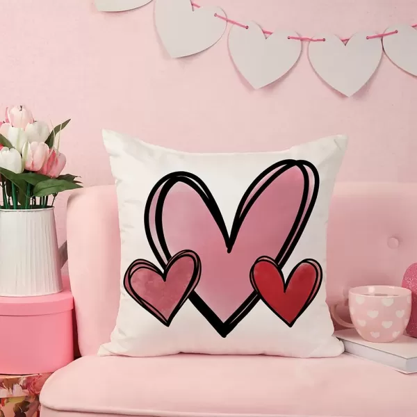 Valentines Day Pillow Covers 12x20 Pink Heart Valentines Day Pillows Winter Holiday Lumbar Pillow Covers 12x20 Outdoor Pillowcase for Home DecorWhite