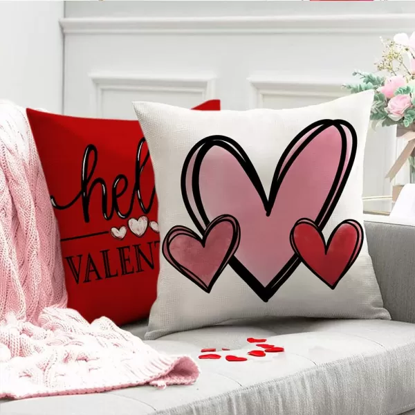 Valentines Day Pillow Covers 12x20 Pink Heart Valentines Day Pillows Winter Holiday Lumbar Pillow Covers 12x20 Outdoor Pillowcase for Home DecorWhite