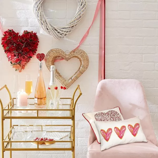 Valentines Day Pillow Covers 12x20 Pink Heart Valentines Day Pillows Winter Holiday Lumbar Pillow Covers 12x20 Outdoor Pillowcase for Home DecorWhite1