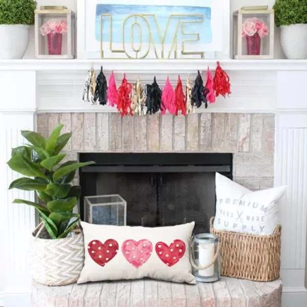Valentines Day Pillow Covers 12x20 Pink Heart Valentines Day Pillows Winter Holiday Lumbar Pillow Covers 12x20 Outdoor Pillowcase for Home DecorWhite2