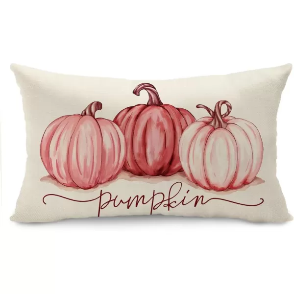 DFXSZ Fall Pillow Covers 12x20 Inch Fall Autumn Thanksgiving Ink Painting Blue Pumpkins Lumbar Pillowcase Cotton Linen DecorativeDecoration for Home CouchPink