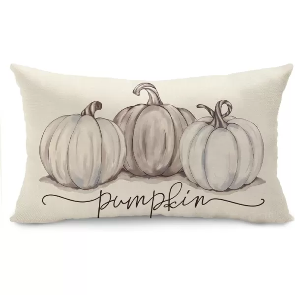 DFXSZ Fall Pillow Covers 12x20 Inch Fall Autumn Thanksgiving Ink Painting Blue Pumpkins Lumbar Pillowcase Cotton Linen DecorativeDecoration for Home CouchWhite1