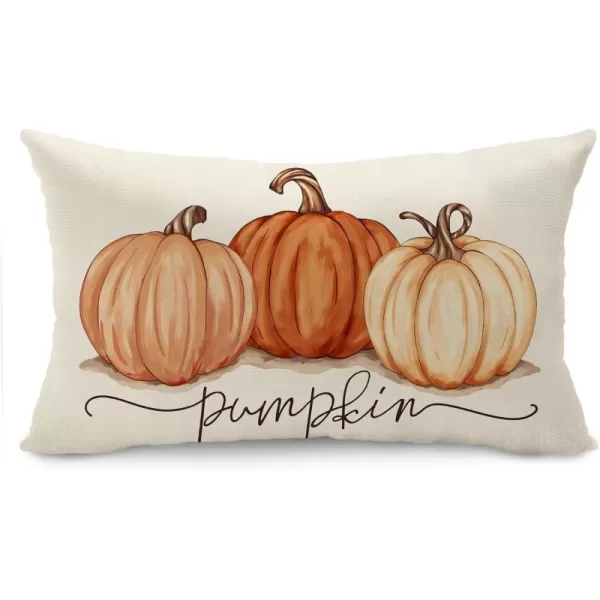 DFXSZ Fall Pillow Covers 12x20 Inch Fall Autumn Thanksgiving Ink Painting Blue Pumpkins Lumbar Pillowcase Cotton Linen DecorativeDecoration for Home CouchOrange1