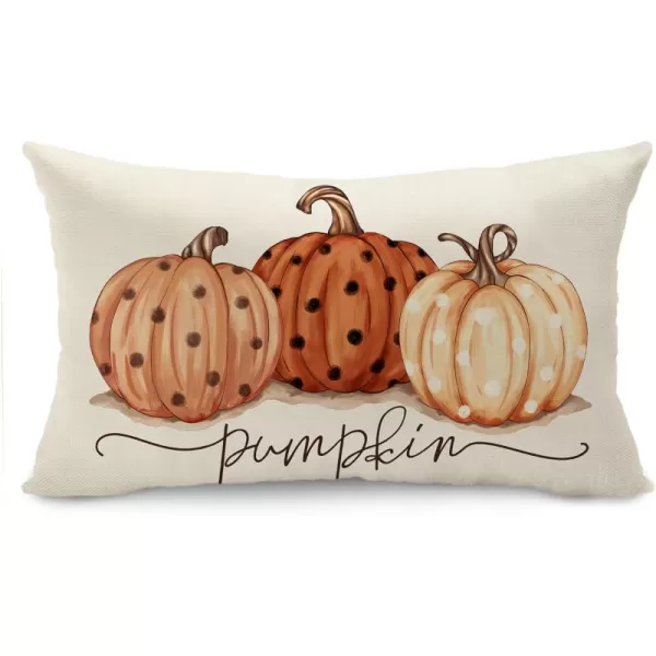 DFXSZ Fall Pillow Covers 12x20 Inch Fall Autumn Thanksgiving Ink Painting Blue Pumpkins Lumbar Pillowcase Cotton Linen DecorativeDecoration for Home CouchBlack Orange