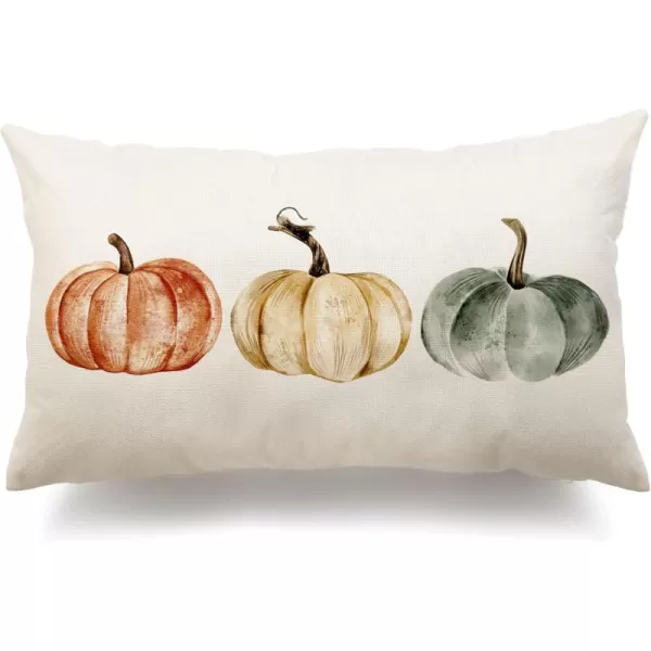 DFXSZ Fall Pillow Covers 12x20 Inch Fall Autumn Thanksgiving Orange Pumpkins Lumbar Pillow Covers Polyester Fall Decoration for Home Couch YZT71A12Orange White Green Pumpkin