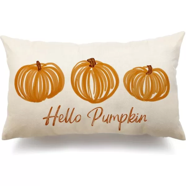 DFXSZ Fall Pillow Covers 12x20 Inch Fall Autumn Thanksgiving Orange Pumpkins Lumbar Pillow Covers Polyester Fall Decoration for Home Couch YZT71A12Orange Lines Pumpkin