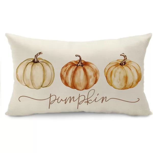DFXSZ Fall Pillow Covers 12x20 Inch Fall Autumn Thanksgiving Orange Pumpkins Lumbar Pillow Covers Polyester Fall Decoration for Home Couch YZT71A12Three Color Pumpkins
