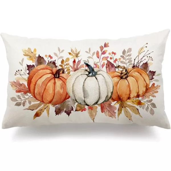 DFXSZ Fall Pillow Covers 12x20 Inch Fall Thanksgiving Orange White Flowers Lumbar Pillow Covers Polyester Fall Decoration for Home Couch YTZ073A12Orange White