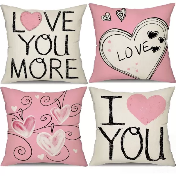 DFXSZ Valentines Day Pillow Covers 18x18 Red Heart Love You Pillowcase for Valentines Day Throw Pillows Cushion Valentines Decorations