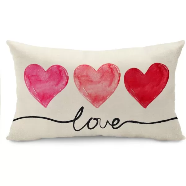 Valentines Day Pillow Covers 12x20 Pink Heart Love Valentines Day Pillows Winter Holiday Lumbar Pillow Covers 12x20 Outdoor Pillowcase for Home DecorWhite3