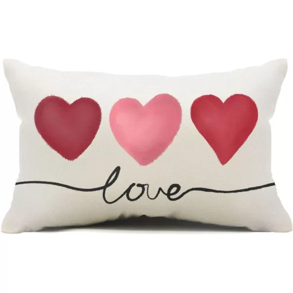 Valentines Day Pillow Covers 12x20 Pink Heart Love Valentines Day Pillows Winter Holiday Lumbar Pillow Covers 12x20 Outdoor Pillowcase for Home DecorWhite
