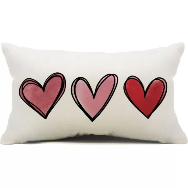 Valentines Day Pillow Covers 12x20 Pink Heart Valentines Day Pillows Winter Holiday Lumbar Pillow Covers 12x20 Outdoor Pillowcase for Home DecorWhite