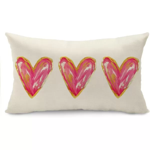 Valentines Day Pillow Covers 12x20 Pink Heart Valentines Day Pillows Winter Holiday Lumbar Pillow Covers 12x20 Outdoor Pillowcase for Home DecorWhite1