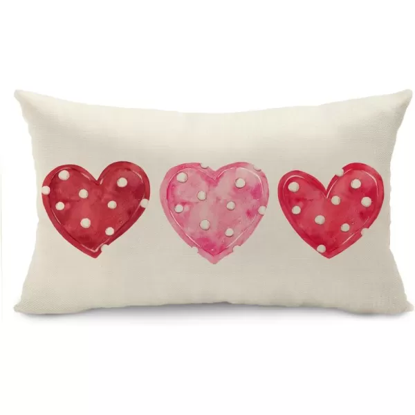 Valentines Day Pillow Covers 12x20 Pink Heart Valentines Day Pillows Winter Holiday Lumbar Pillow Covers 12x20 Outdoor Pillowcase for Home DecorWhite2