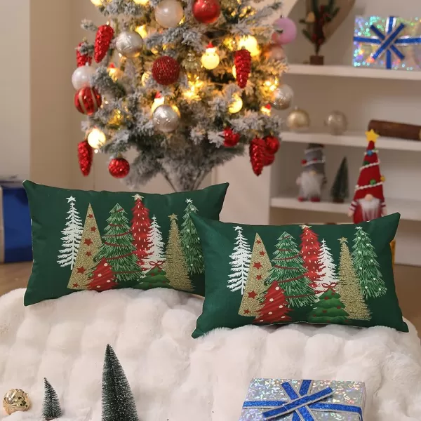 DFXSZ Christmas Pillow Covers 18x18 Inch Set of 2 Christmas Tree Decorative Green Throw Pillows Winter Christmas Decor for Home Couch TH50B18Green
