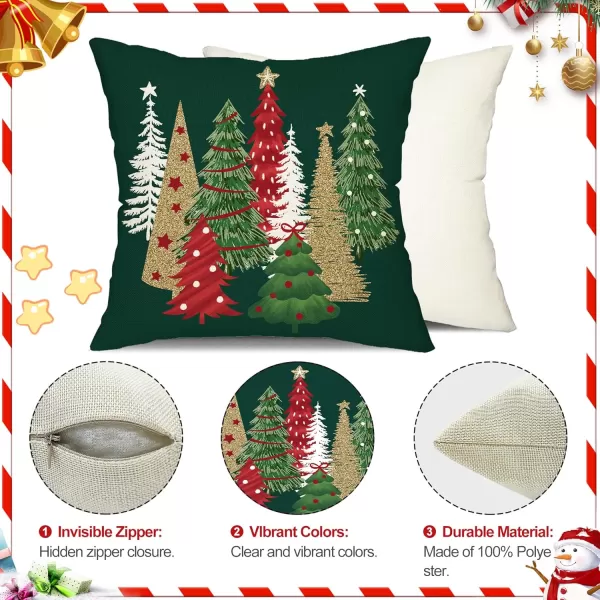 DFXSZ Christmas Pillow Covers 18x18 Inch Set of 2 Christmas Tree Decorative Green Throw Pillows Winter Christmas Decor for Home Couch TH50B18Green