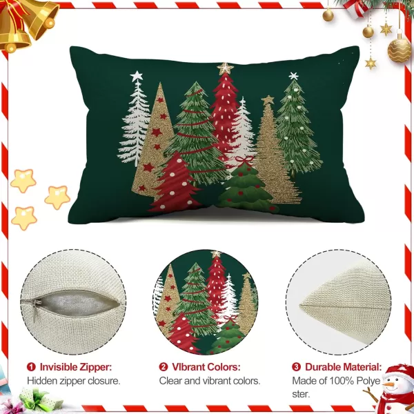 DFXSZ Christmas Pillow Covers 18x18 Inch Set of 2 Christmas Tree Decorative Green Throw Pillows Winter Christmas Decor for Home Couch TH50B18Green