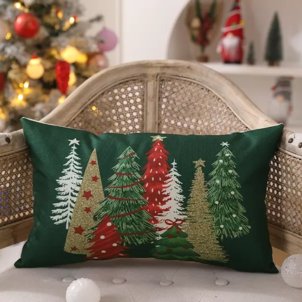 DFXSZ Christmas Pillow Covers 18x18 Inch Set of 2 Christmas Tree Decorative Green Throw Pillows Winter Christmas Decor for Home Couch TH50B18Green