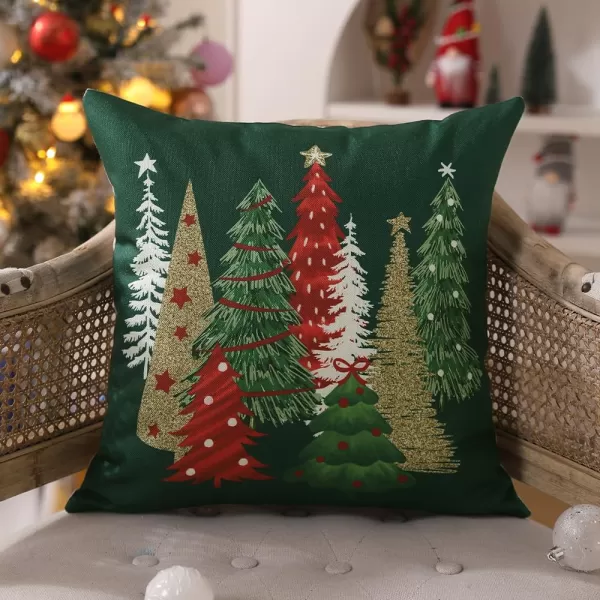 DFXSZ Christmas Pillow Covers 18x18 Inch Set of 2 Christmas Tree Decorative Green Throw Pillows Winter Christmas Decor for Home Couch TH50B18Green