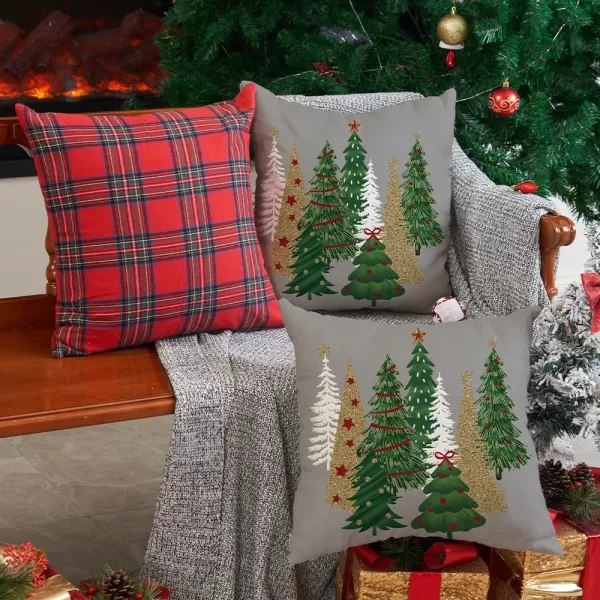 DFXSZ Christmas Pillow Covers 18x18 Inch Set of 2 Christmas Tree Decorative Green Throw Pillows Winter Christmas Decor for Home Couch TH50B18Grey