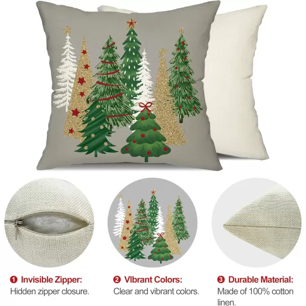 DFXSZ Christmas Pillow Covers 18x18 Inch Set of 2 Christmas Tree Decorative Green Throw Pillows Winter Christmas Decor for Home Couch TH50B18Grey