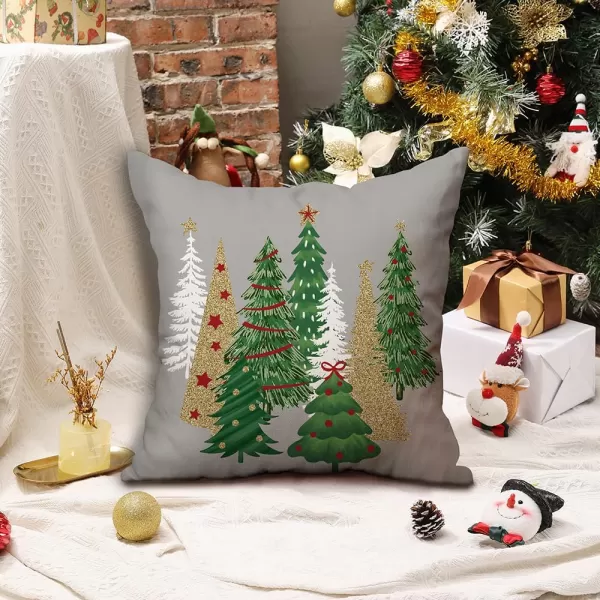 DFXSZ Christmas Pillow Covers 18x18 Inch Set of 2 Christmas Tree Decorative Green Throw Pillows Winter Christmas Decor for Home Couch TH50B18Grey