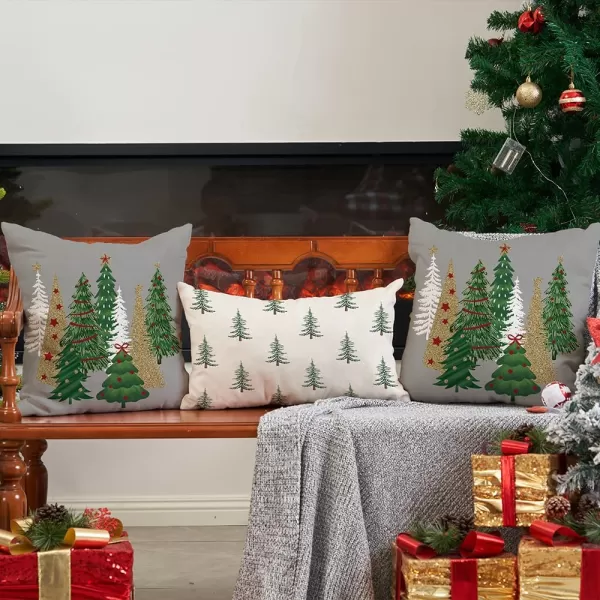 DFXSZ Christmas Pillow Covers 18x18 Inch Set of 2 Christmas Tree Decorative Green Throw Pillows Winter Christmas Decor for Home Couch TH50B18Grey
