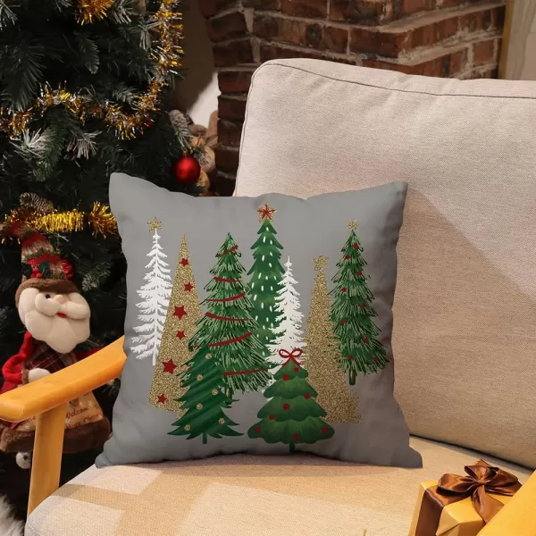 DFXSZ Christmas Pillow Covers 18x18 Inch Set of 2 Christmas Tree Decorative Green Throw Pillows Winter Christmas Decor for Home Couch TH50B18Grey