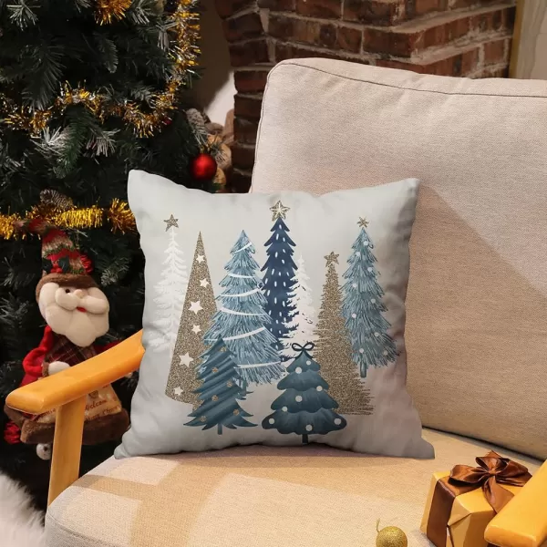 DFXSZ Christmas Pillow Covers 18x18 Inch Set of 2 Christmas Tree Decorative Green Throw Pillows Winter Christmas Decor for Home Couch TH50B18Offwhite