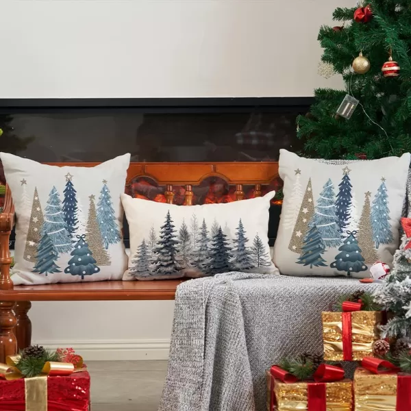 DFXSZ Christmas Pillow Covers 18x18 Inch Set of 2 Christmas Tree Decorative Green Throw Pillows Winter Christmas Decor for Home Couch TH50B18Offwhite