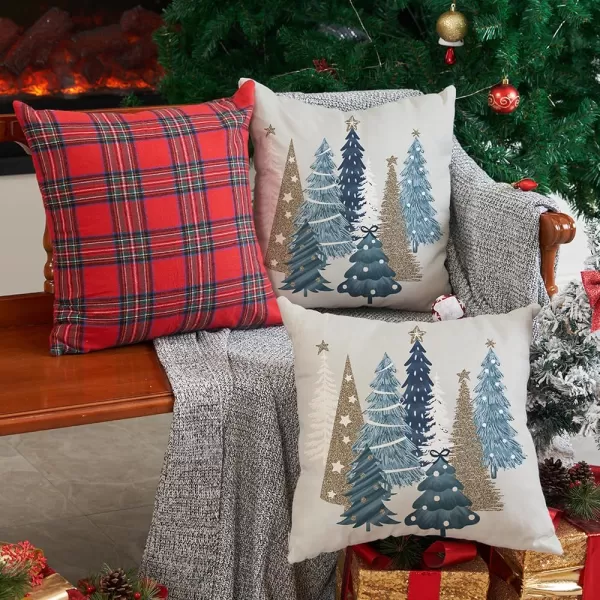DFXSZ Christmas Pillow Covers 18x18 Inch Set of 2 Christmas Tree Decorative Green Throw Pillows Winter Christmas Decor for Home Couch TH50B18Offwhite