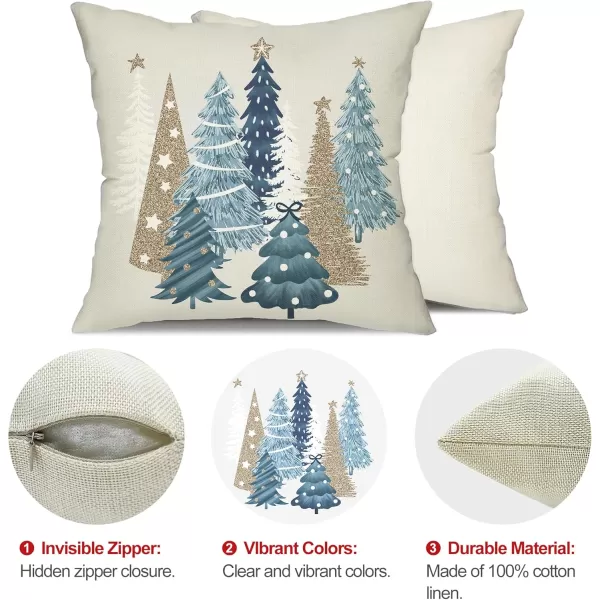 DFXSZ Christmas Pillow Covers 18x18 Inch Set of 2 Christmas Tree Decorative Green Throw Pillows Winter Christmas Decor for Home Couch TH50B18Offwhite