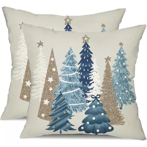 DFXSZ Christmas Pillow Covers 18x18 Inch Set of 2 Christmas Tree Decorative Green Throw Pillows Winter Christmas Decor for Home Couch TH50B18Offwhite