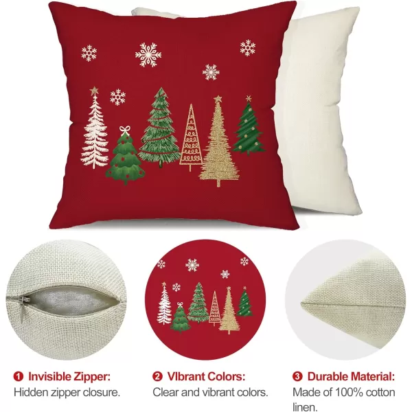 DFXSZ Christmas Pillow Covers 18x18 Inch Set of 2 Christmas Tree Decorative Green Throw Pillows Winter Christmas Decor for Home Couch TH50B18Red