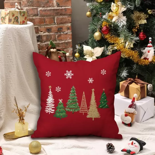 DFXSZ Christmas Pillow Covers 18x18 Inch Set of 2 Christmas Tree Decorative Green Throw Pillows Winter Christmas Decor for Home Couch TH50B18Red