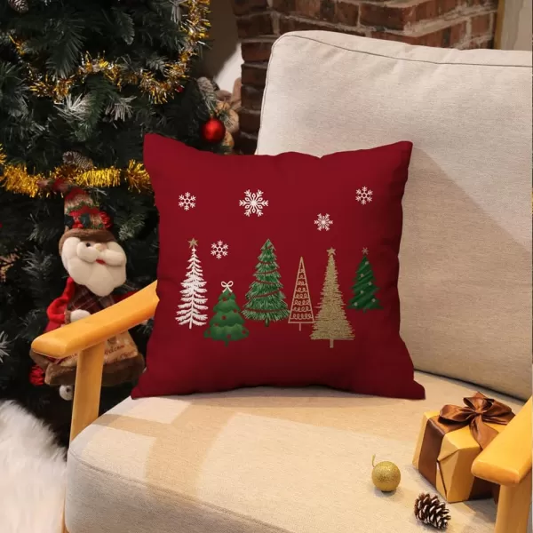DFXSZ Christmas Pillow Covers 18x18 Inch Set of 2 Christmas Tree Decorative Green Throw Pillows Winter Christmas Decor for Home Couch TH50B18Red
