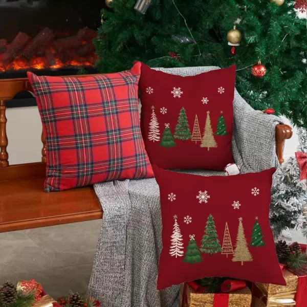 DFXSZ Christmas Pillow Covers 18x18 Inch Set of 2 Christmas Tree Decorative Green Throw Pillows Winter Christmas Decor for Home Couch TH50B18Red