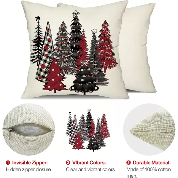 DFXSZ Christmas Pillow Covers 18x18 Inch Set of 2 Christmas Tree Decorative Green Throw Pillows Winter Christmas Decor for Home Couch TH50B18White