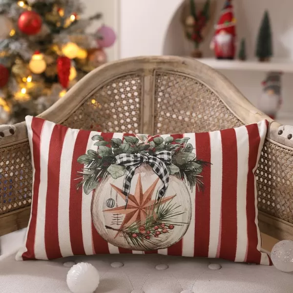 DFXSZ Christmas Pillow Covers 18x18 inch Set of 4 Christmas Tree Gloves Hello Winter Decorative Red White Stripe Throw Pillow Covers Winter Farmhouse Decoration for Home Couch 134Red White