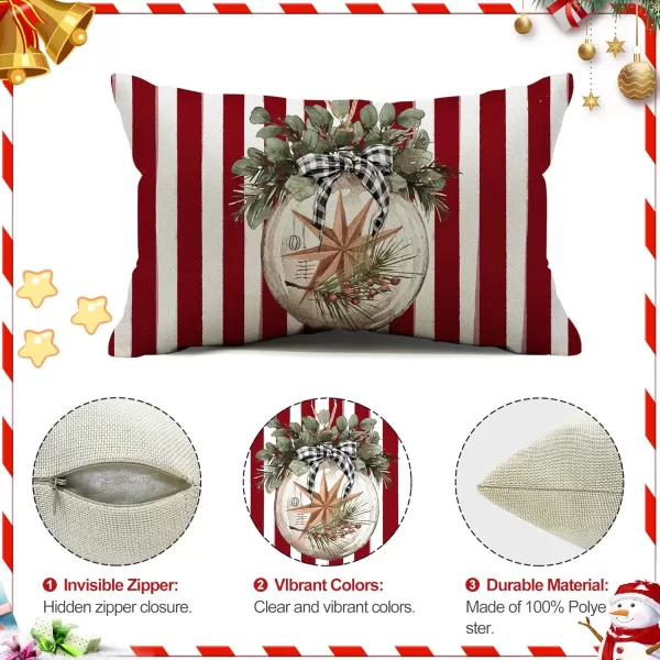 DFXSZ Christmas Pillow Covers 18x18 inch Set of 4 Christmas Tree Gloves Hello Winter Decorative Red White Stripe Throw Pillow Covers Winter Farmhouse Decoration for Home Couch 134Red White