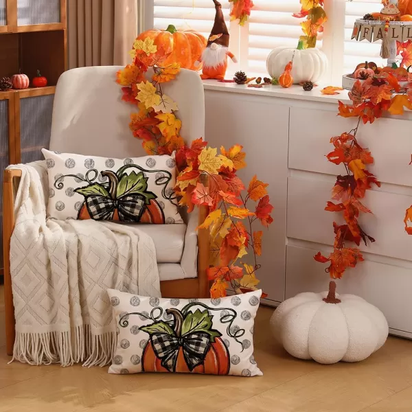 DFXSZ Fall Pillow Covers 12x20 Inch Fall Thanksgiving Gray Polka dots Blue Pumpkins Lumbar Pillow Covers Polyester Fall Decoration for Home Couch YZT074A12Big Orange Pumpkin