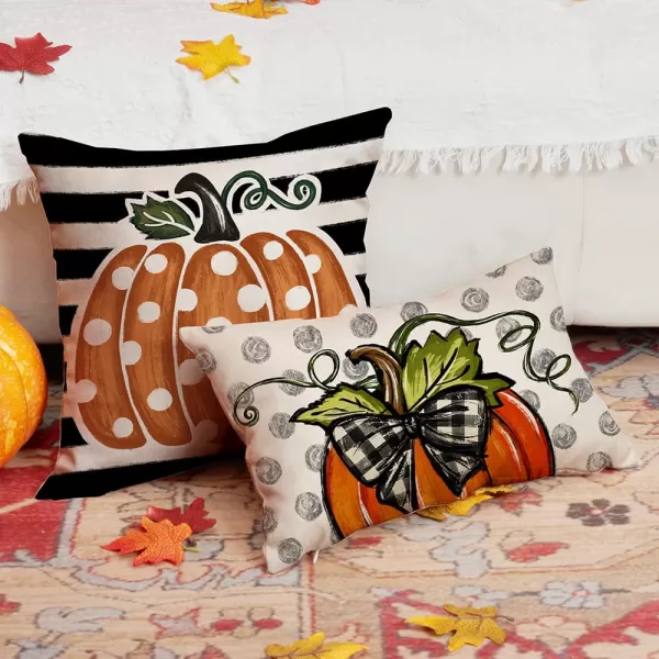 DFXSZ Fall Pillow Covers 12x20 Inch Fall Thanksgiving Gray Polka dots Blue Pumpkins Lumbar Pillow Covers Polyester Fall Decoration for Home Couch YZT074A12Big Orange Pumpkin