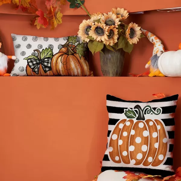 DFXSZ Fall Pillow Covers 12x20 Inch Fall Thanksgiving Gray Polka dots Blue Pumpkins Lumbar Pillow Covers Polyester Fall Decoration for Home Couch YZT074A12Big Orange Pumpkin