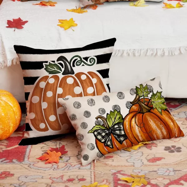 DFXSZ Fall Pillow Covers 12x20 Inch Fall Thanksgiving Gray Polka dots Blue Pumpkins Lumbar Pillow Covers Polyester Fall Decoration for Home Couch YZT074A12Orange Size Pumpkin