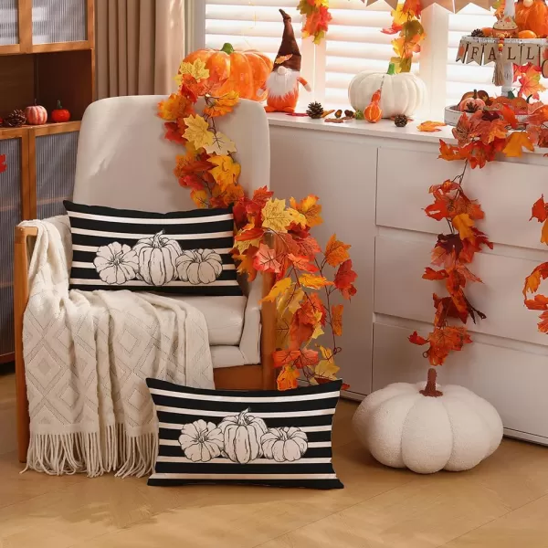 DFXSZ Fall Pillow Covers 12x20 Inch Fall Thanksgiving Gray Polka dots Blue Pumpkins Lumbar Pillow Covers Polyester Fall Decoration for Home Couch YZT074A12White Pumpkin