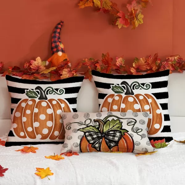 DFXSZ Fall Pillow Covers 12x20 Inch Fall Thanksgiving Gray Polka dots Blue Pumpkins Lumbar Pillow Covers Polyester Fall Decoration for Home Couch YZT074A12Big Orange Pumpkin