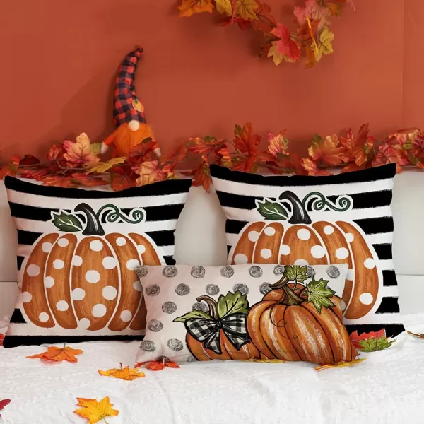 DFXSZ Fall Pillow Covers 12x20 Inch Fall Thanksgiving Gray Polka dots Blue Pumpkins Lumbar Pillow Covers Polyester Fall Decoration for Home Couch YZT074A12Orange Size Pumpkin